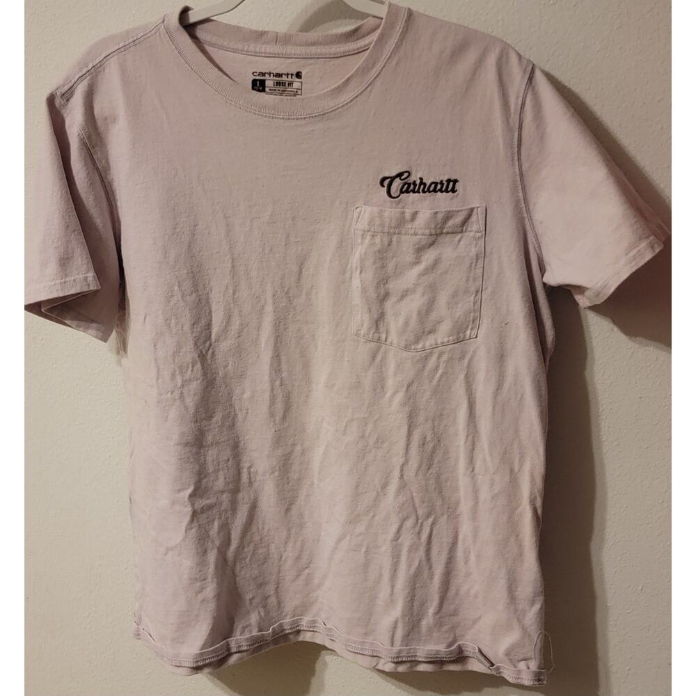 Carhartt Loose Fit Pale Lilac Embroidered Pocket T-Shirt Women's Size Lg (12-14)